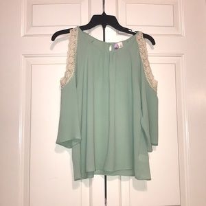 alya mint green cold shoulder blouse